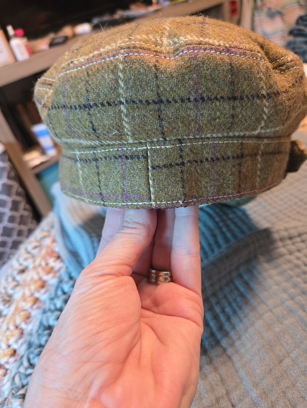 J. Crew Mustard Plaid Wool Baker Boy Cap - Picture 5 of 7